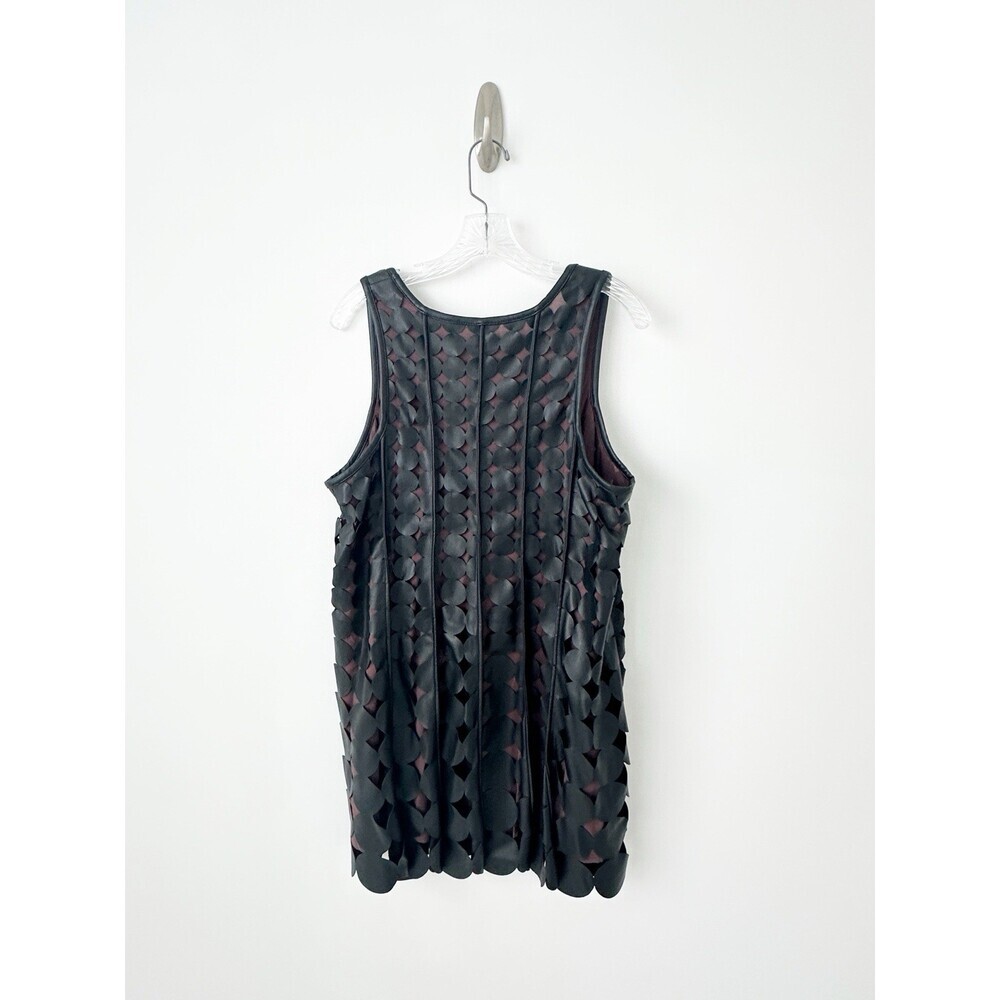 NWT Anthropologie Maeve Faux Leather Sleeveless Swing Dress L Black $198 Party - Picture 8 of 10